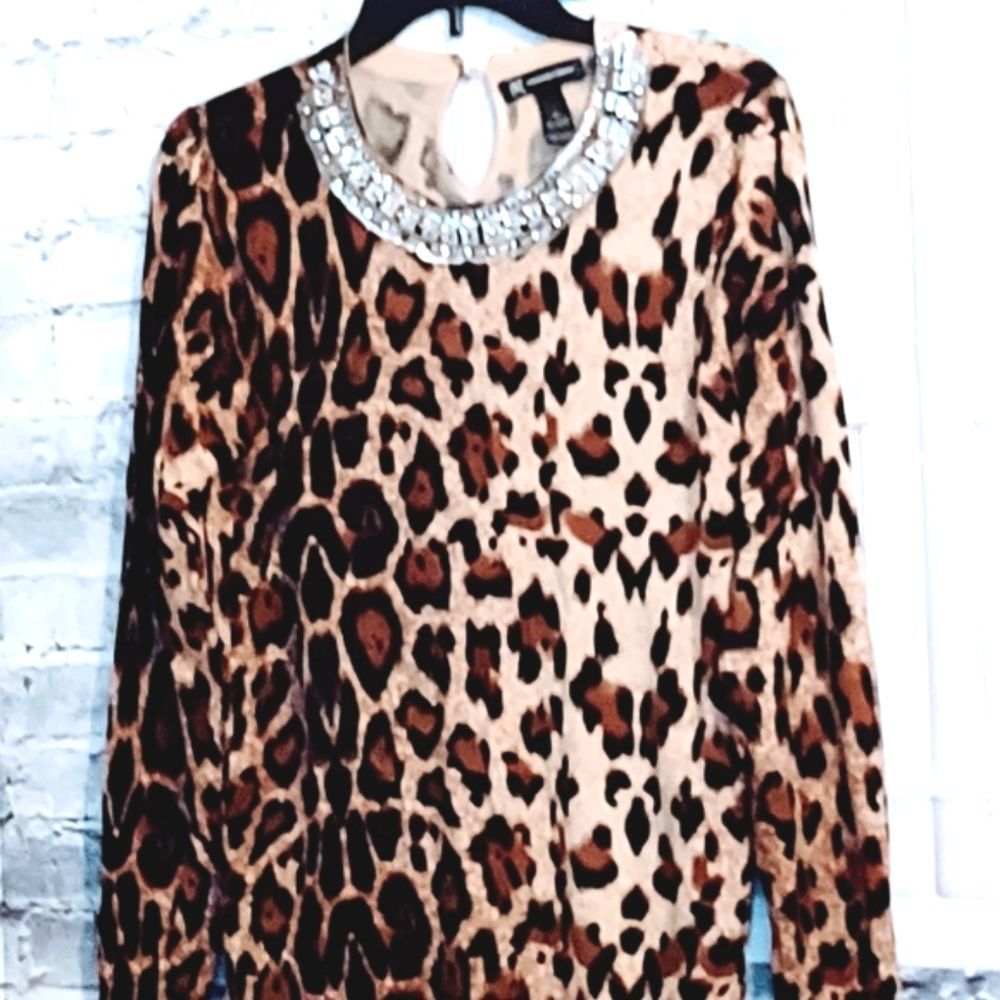 INTERNATIONAL CONCEPTS BRAND CHEETAH PRINT TIGHT KNIGHT SWEATER SIZE XL